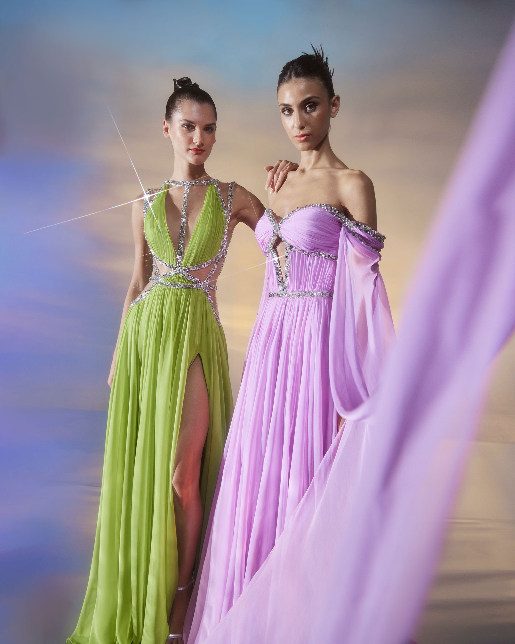 Lilac Chiffon Dress by Lebanese Fashion Designers Catherine Tawk Lilac Chiffon Dress by Lebanese Fashion Designers Catherine Tawk